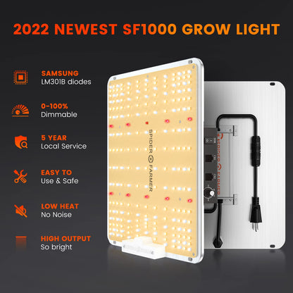 Spider Farmer® SF1000 LED Grow Light+2.3’x2.3’X5.2′ Grow Tent + Inline Fan with Temperature Humidity Controller